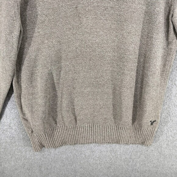 American Eagle Outfitters Pullover Sweater Mens Sz L Brown 1/4 Zip Button Casual - Picture 3 of 12